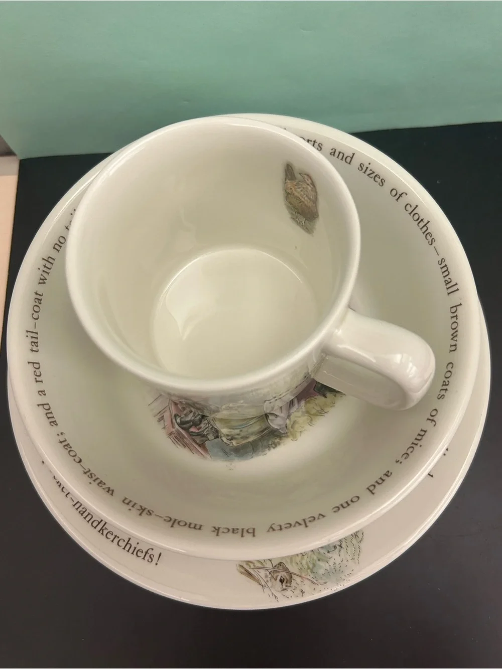 Wedgwood Mrs. Tiggy-Winkle 3 Piece Child's Dinnerware Set Beatrix Potter